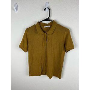 Zara Dark Mustard Button Front Polo Top